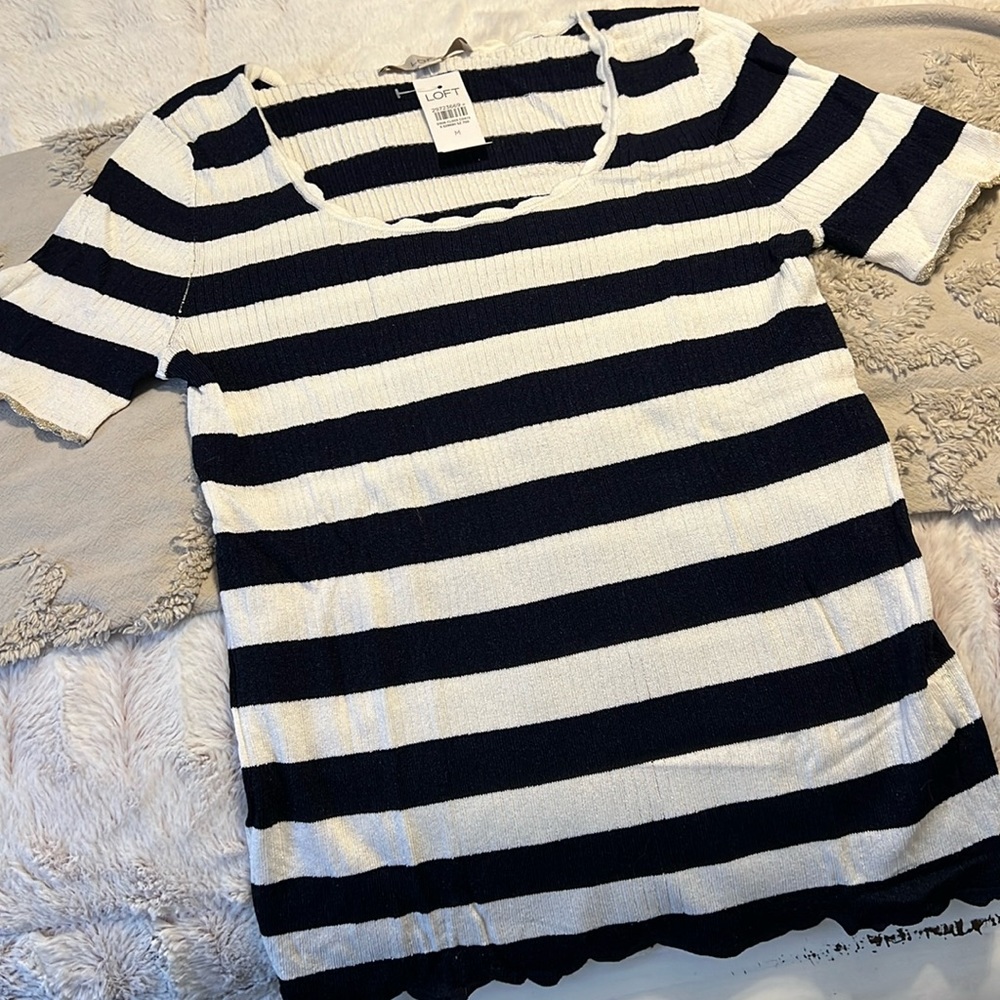 NWT Loft Navy Striped shirt